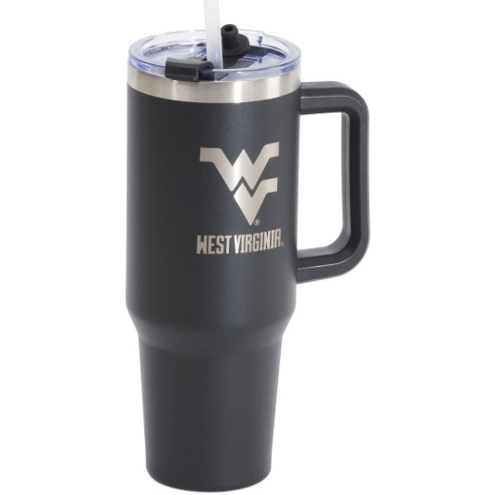 West Virginia University NCAA WVU 40oz Stainless Steel Tumbler With Straw NEW